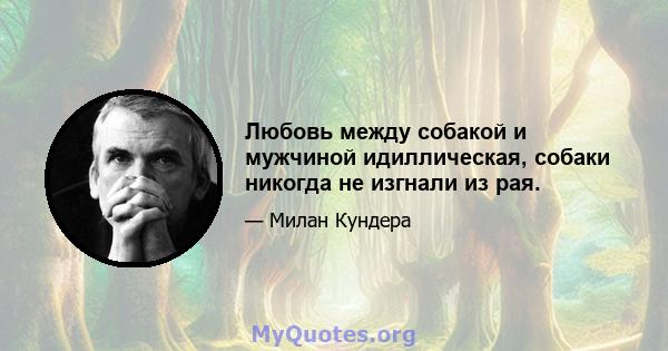 Любовь между собакой и мужчиной идиллическая, собаки никогда не изгнали из рая.