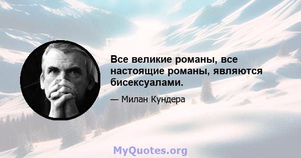 Все великие романы, все настоящие романы, являются бисексуалами.