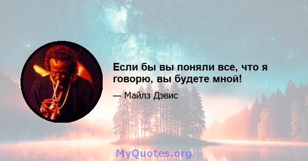 Если бы вы поняли все, что я говорю, вы будете мной!