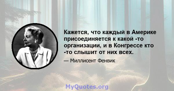 Кажется, что каждый в Америке присоединяется к какой -то организации, и в Конгрессе кто -то слышит от них всех.