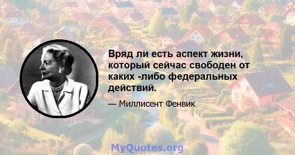 Вряд ли есть аспект жизни, который сейчас свободен от каких -либо федеральных действий.