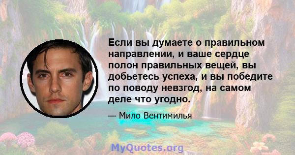 Если вы думаете о правильном направлении, и ваше сердце полон правильных вещей, вы добьетесь успеха, и вы победите по поводу невзгод, на самом деле что угодно.