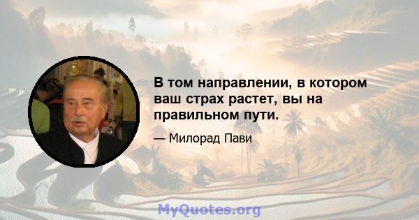 В том направлении, в котором ваш страх растет, вы на правильном пути.