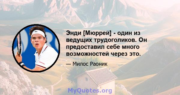 Энди [Мюррей] - один из ведущих трудоголиков. Он предоставил себе много возможностей через это.