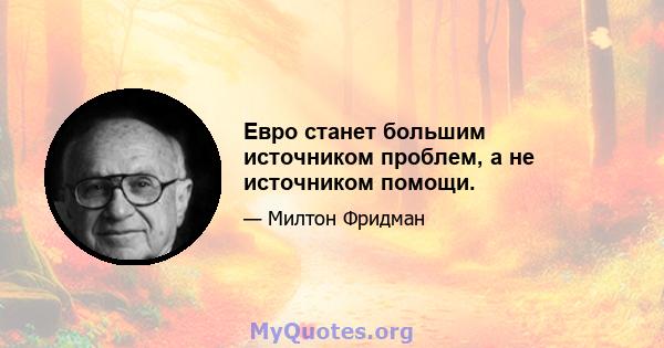 Евро станет большим источником проблем, а не источником помощи.