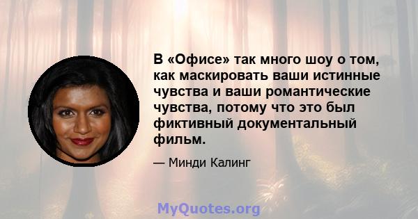 В «Офисе» так много шоу о том, как маскировать ваши истинные чувства и ваши романтические чувства, потому что это был фиктивный документальный фильм.