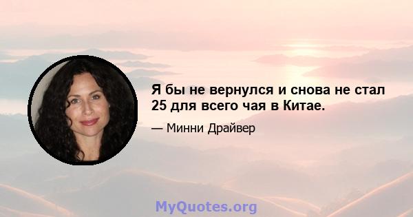 Я бы не вернулся и снова не стал 25 для всего чая в Китае.