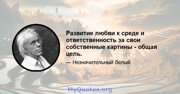 Развитие любви к среде и ответственность за свои собственные картины - общая цель.