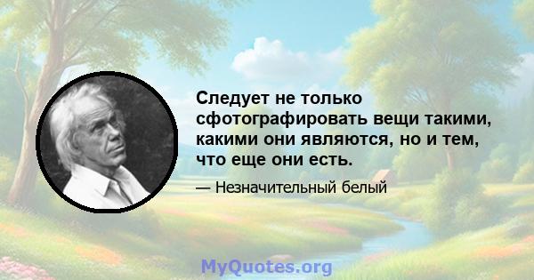 Следует не только сфотографировать вещи такими, какими они являются, но и тем, что еще они есть.