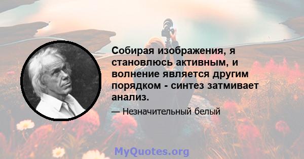 Собирая изображения, я становлюсь активным, и волнение является другим порядком - синтез затмивает анализ.