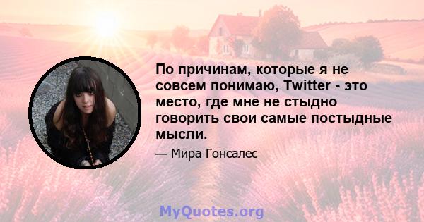 По причинам, которые я не совсем понимаю, Twitter - это место, где мне не стыдно говорить свои самые постыдные мысли.