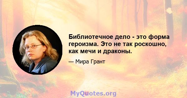 Библиотечное дело - это форма героизма. Это не так роскошно, как мечи и драконы.