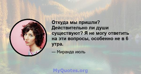 Откуда мы пришли? Действительно ли души существуют? Я не могу ответить на эти вопросы, особенно не в 6 утра.