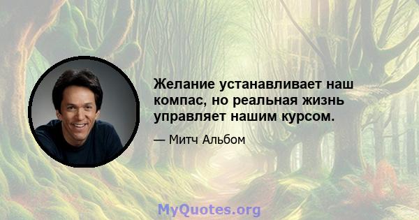 Желание устанавливает наш компас, но реальная жизнь управляет нашим курсом.