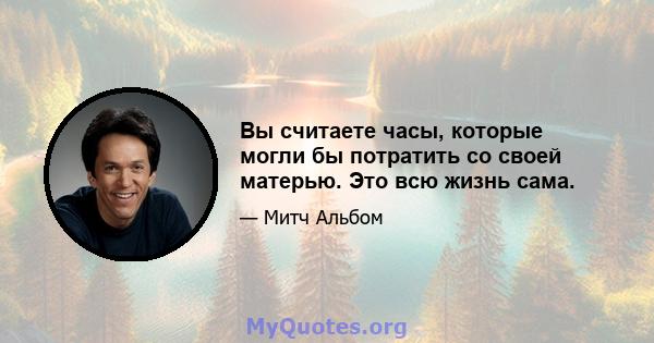 Вы считаете часы, которые могли бы потратить со своей матерью. Это всю жизнь сама.