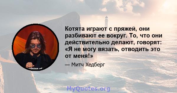 Котята играют с пряжей, они разбивают ее вокруг. То, что они действительно делают, говорят: «Я не могу вязать, отводить это от меня!»