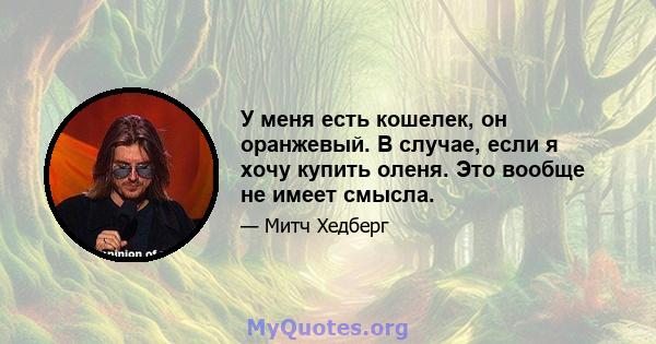 У меня есть кошелек, он оранжевый. В случае, если я хочу купить оленя. Это вообще не имеет смысла.