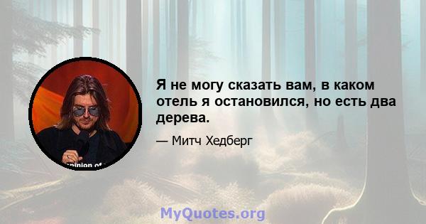 Я не могу сказать вам, в каком отель я остановился, но есть два дерева.