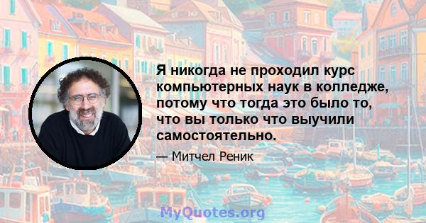 Я никогда не проходил курс компьютерных наук в колледже, потому что тогда это было то, что вы только что выучили самостоятельно.