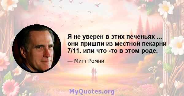 Я не уверен в этих печеньях ... они пришли из местной пекарни 7/11, или что -то в этом роде.