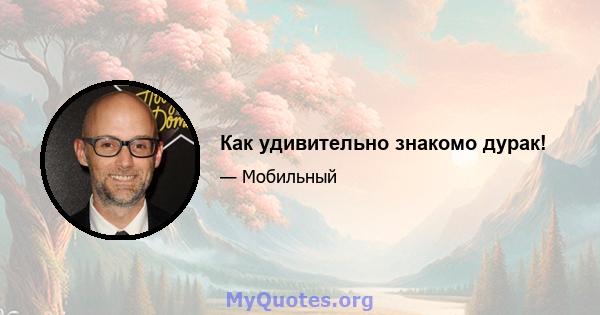 Как удивительно знакомо дурак!