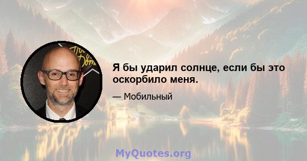 Я бы ударил солнце, если бы это оскорбило меня.