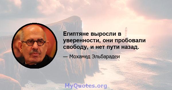 Египтяне выросли в уверенности, они пробовали свободу, и нет пути назад.