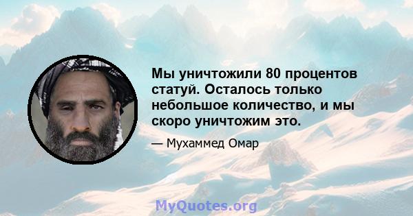 Мы уничтожили 80 процентов статуй. Осталось только небольшое количество, и мы скоро уничтожим это.