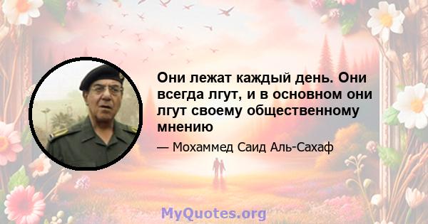 Они лежат каждый день. Они всегда лгут, и в основном они лгут своему общественному мнению