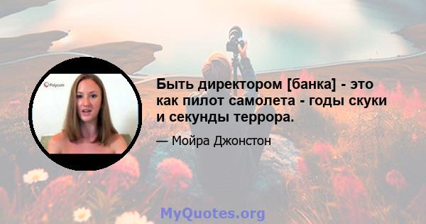 Быть директором [банка] - это как пилот самолета - годы скуки и секунды террора.