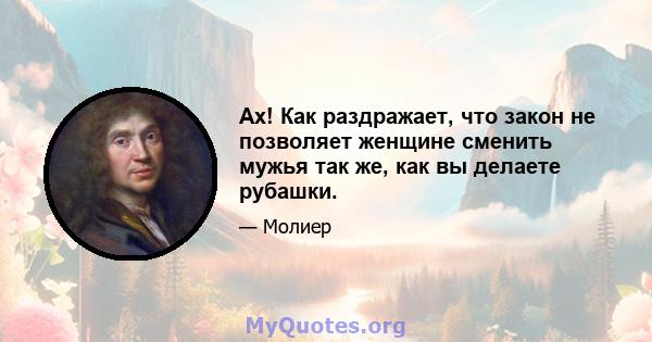 Ах! Как раздражает, что закон не позволяет женщине сменить мужья так же, как вы делаете рубашки.