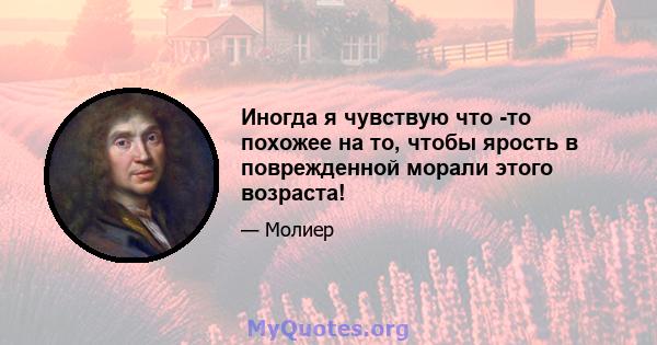 Иногда я чувствую что -то похожее на то, чтобы ярость в поврежденной морали этого возраста!