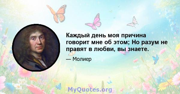 Каждый день моя причина говорит мне об этом; Но разум не правят в любви, вы знаете.