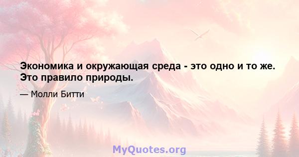 Экономика и окружающая среда - это одно и то же. Это правило природы.