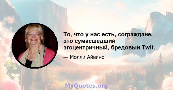 То, что у нас есть, сограждане, это сумасшедший эгоцентричный, бредовый Twit.