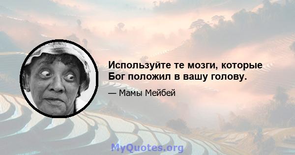 Используйте те мозги, которые Бог положил в вашу голову.