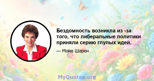 Бездомность возникла из -за того, что либеральные политики приняли серию глупых идей.