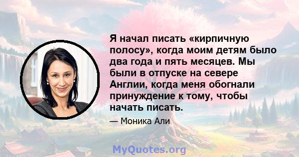 Я начал писать «кирпичную полосу», когда моим детям было два года и пять месяцев. Мы были в отпуске на севере Англии, когда меня обогнали принуждение к тому, чтобы начать писать.