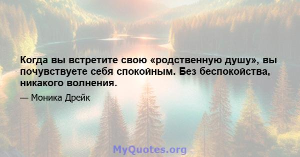 Когда вы встретите свою «родственную душу», вы почувствуете себя спокойным. Без беспокойства, никакого волнения.