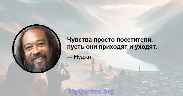 Чувства просто посетители, пусть они приходят и уходят.