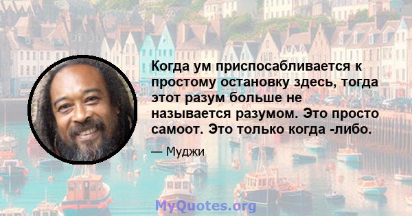 Когда ум приспосабливается к простому остановку здесь, тогда этот разум больше не называется разумом. Это просто самоот. Это только когда -либо.