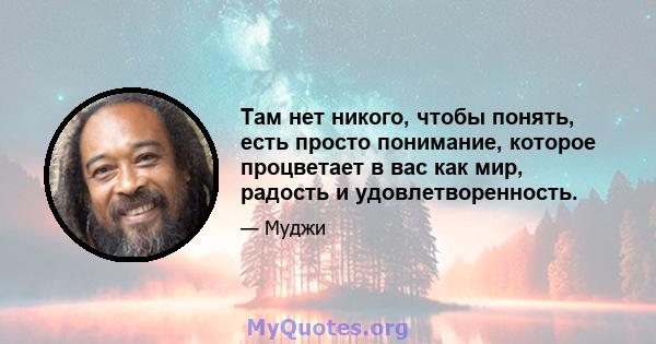 Там нет никого, чтобы понять, есть просто понимание, которое процветает в вас как мир, радость и удовлетворенность.