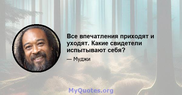 Все впечатления приходят и уходят. Какие свидетели испытывают себя?