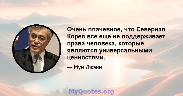 Очень плачевное, что Северная Корея все еще не поддерживает права человека, которые являются универсальными ценностями.