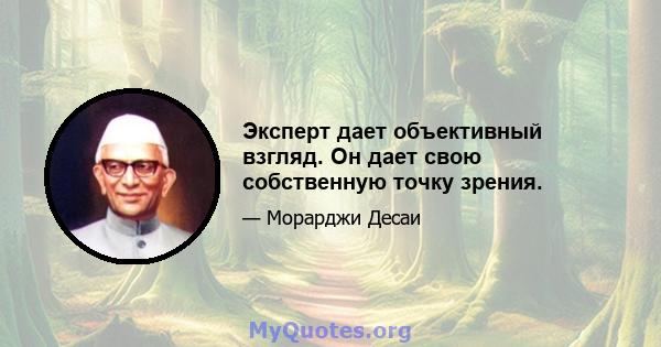 Эксперт дает объективный взгляд. Он дает свою собственную точку зрения.