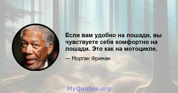 Если вам удобно на лошади, вы чувствуете себя комфортно на лошади. Это как на мотоцикле.