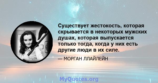 Существует жестокость, которая скрывается в некоторых мужских душах, которая выпускается только тогда, когда у них есть другие люди в их силе.