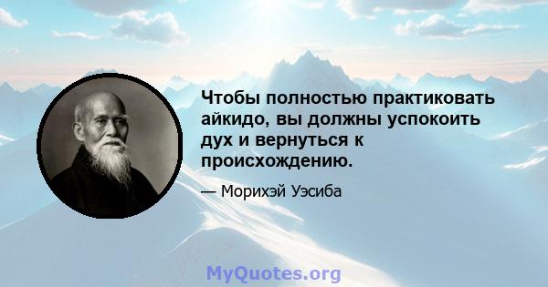 Чтобы полностью практиковать айкидо, вы должны успокоить дух и вернуться к происхождению.