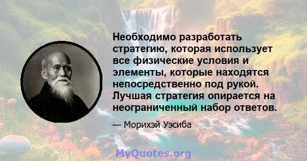 Необходимо разработать стратегию, которая использует все физические условия и элементы, которые находятся непосредственно под рукой. Лучшая стратегия опирается на неограниченный набор ответов.