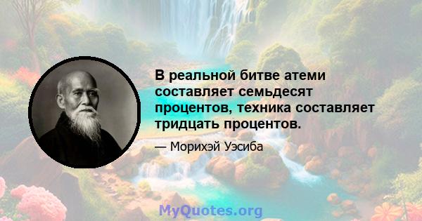 В реальной битве атеми составляет семьдесят процентов, техника составляет тридцать процентов.